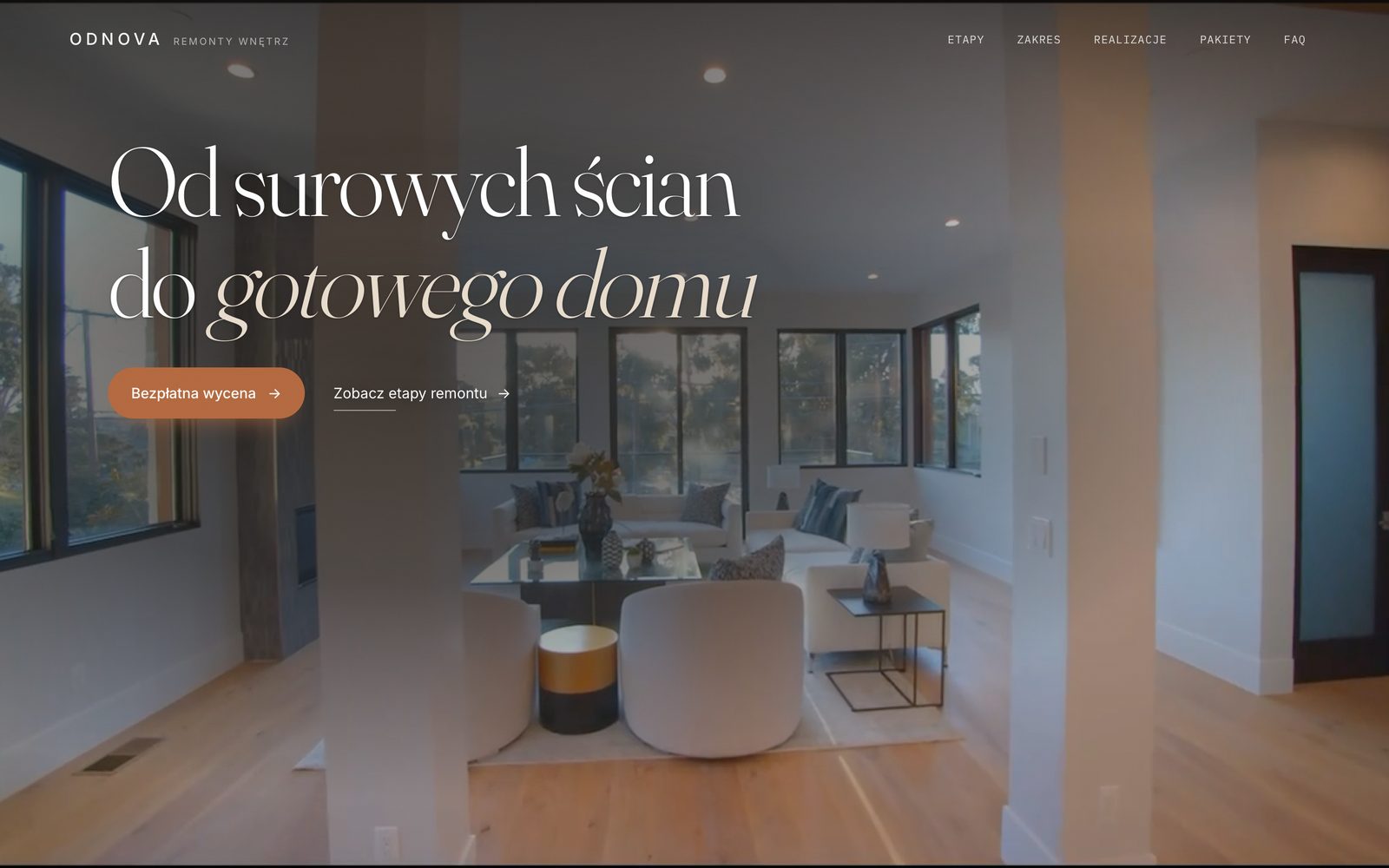 Koncept strony firmy remontowej ODNOVA
